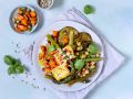 Süßkartoffeln mit Spargel, Auberginen und Halloumi Rezept