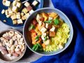 Tofu-Gemüse-Curry mit Reis und Nüssen Rezept