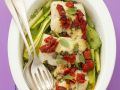Überbackener Heilbutt mit Lauchgemüse Rezept