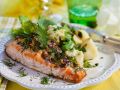 Überbackener Lachs mit Kartoffeln Rezept