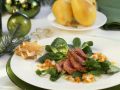 Weihnachtliche Entenbrust mit Senfvinaigrette und Rapunzel Rezept