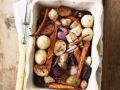 Wurzelgemüse aus dem Ofen mit Honig, Thymian und Kümmel Rezept