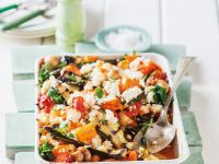 Auflauf mit Kürbis, Zucchini, Champignons, Spinat und Ricotta Rezept