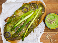 Dinkelpizza mit Pesto