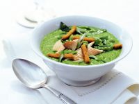 Erbsenrahmsuppe mit Forellenfilet Rezept