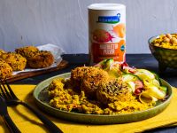 Falafel mit Hagebutten-Hummus und Zucchini-Salat Rezept