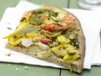 Garnelen-Pizza mit Artischockenherzen Rezept