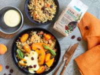 Gebackener Kürbis auf Bulgur-Cranberry-Mix Rezeptvideo