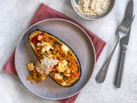 Gefüllte Aubergine mit rotem Curry Rezept