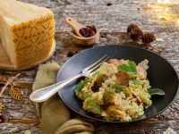 Kräuter-Cranberry-Risotto mit Grana Padano und Balsamico-Rosenkohl