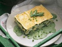 Grüne Lasagne mit Erbsen und grünem Spargel Rezept