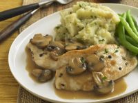 Hühnchen mit Kartoffelbrei und Pilzsauce nach indischer Art Rezept