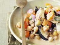 Kichererbsen und Auberginen in Kokos-Curry-Sauce Rezept