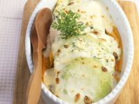 Kohlrabi-Karotten-Auflauf mit Käse und Kerbel überbacken Rezept