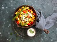 Kräuter-Kichererbsen-Pfanne mit Halloumi Rezept