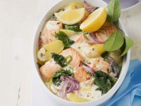 Lachsgratin mit Spinat Rezept