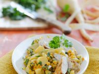 Linsen-Pastinakengemüse mit Hähnchen Rezept