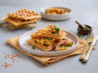 Linsen-Waffeln getoppt mit Rahmgeschnetzeltes Rezept