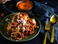 Linsenbolognese mit Tagliatelle
