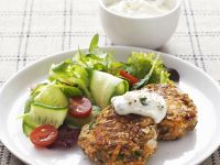 Linsenfrikadellen mit Joghurt-Dip Rezept