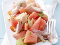 Melonensalat mit geräucherter Forelle Rezept