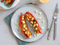 Mit Butter Chicken gefüllte Paprikaschoten Rezept
