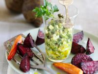 Möhren und Rote Bete aus dem Ofen mit Eier-Kapern-Salat Rezept