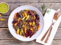 Ofengemüse-Salat mit Linsen und Aprikosen-Algenöl-Dressing | Video