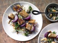 Putenspieße auf Spinat-Reis Rezept