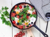 Reis-Shakshuka mit Oliven Rezept