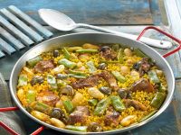 Reispfanne mit grünem Bohnen (Paella) Reispfanne mit grünem Bohnen (Paella)