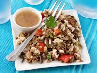 Reissalat mit Linsen, Auberginen und Paprika Rezept