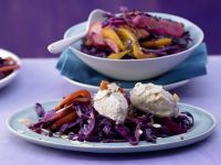 Ricottaklöße auf Apfel-Mango-Rotkohl Rezept
