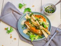 Süßkartoffel-Kumpir mit Spargel