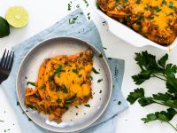 Süßkartoffel-Lasagne mit Kichererbsen