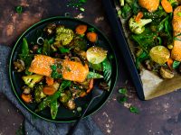 Teriyaki-Lachs mit Gemüse vom Blech