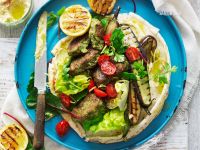 Tortilla mit Kichererbsentalern, Grillgemüse und Hummus Rezept