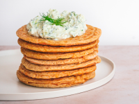 Vegane Linsenpancakes mit Zucchini-Zaziki Rezept