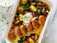 Veggie-Buletten mit Ofengemüse Rezept