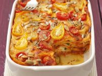 Zucchini-Tomaten-Lasagne mit Sonnenblumenkernen Rezept