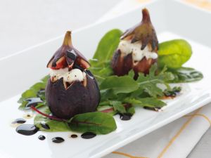 Gebackene Käsefeige auf Pflücksalat Rezept