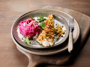 Alaska-Seelachsfilet aus dem Ofen mit Kartoffel-Rote-Bete-Püree Rezept