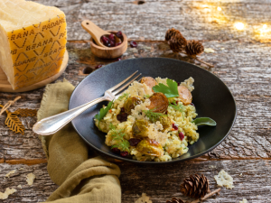 Kräuter-Cranberry-Risotto mit Grana Padano und Balsamico-Rosenkohl Rezept