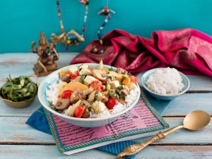 Mangold-Tofu-Curry mit Champignons und Basmati-Reis Rezept