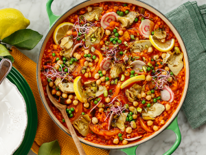 Paella mit Kichererbsen und Artischocken Rezept