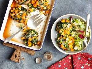 Pilze gefüllt mit buntem Gemüse Rezept