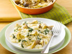 Pilzrisotto mit Blattspinat und Prosecco Rezept