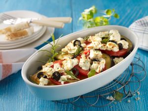 Überbackener Schafkäse auf Auberginen Rezept