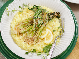 Zitronen-Risotto mit glasiertem Pak Choi Rezept