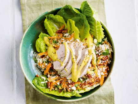 Blumenkohlsalat mit Hähnchen und Mangodressing